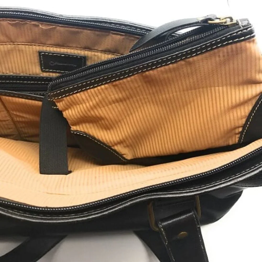 FRANKLIN COVEY Business Laptop Tote Black Leather Bag